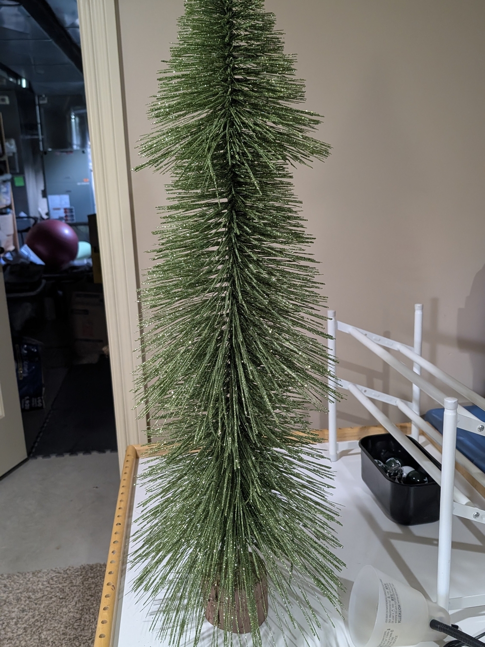 Green Slim Tinsel Christmas Tree 24 Inches